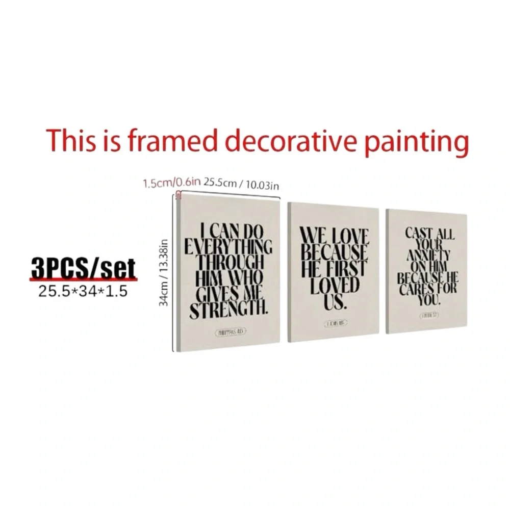 Bible Verse Wrapped Canvas Wall Art, Set of 3, Ready to Hang, 10”x13” - Picture 3 of 7